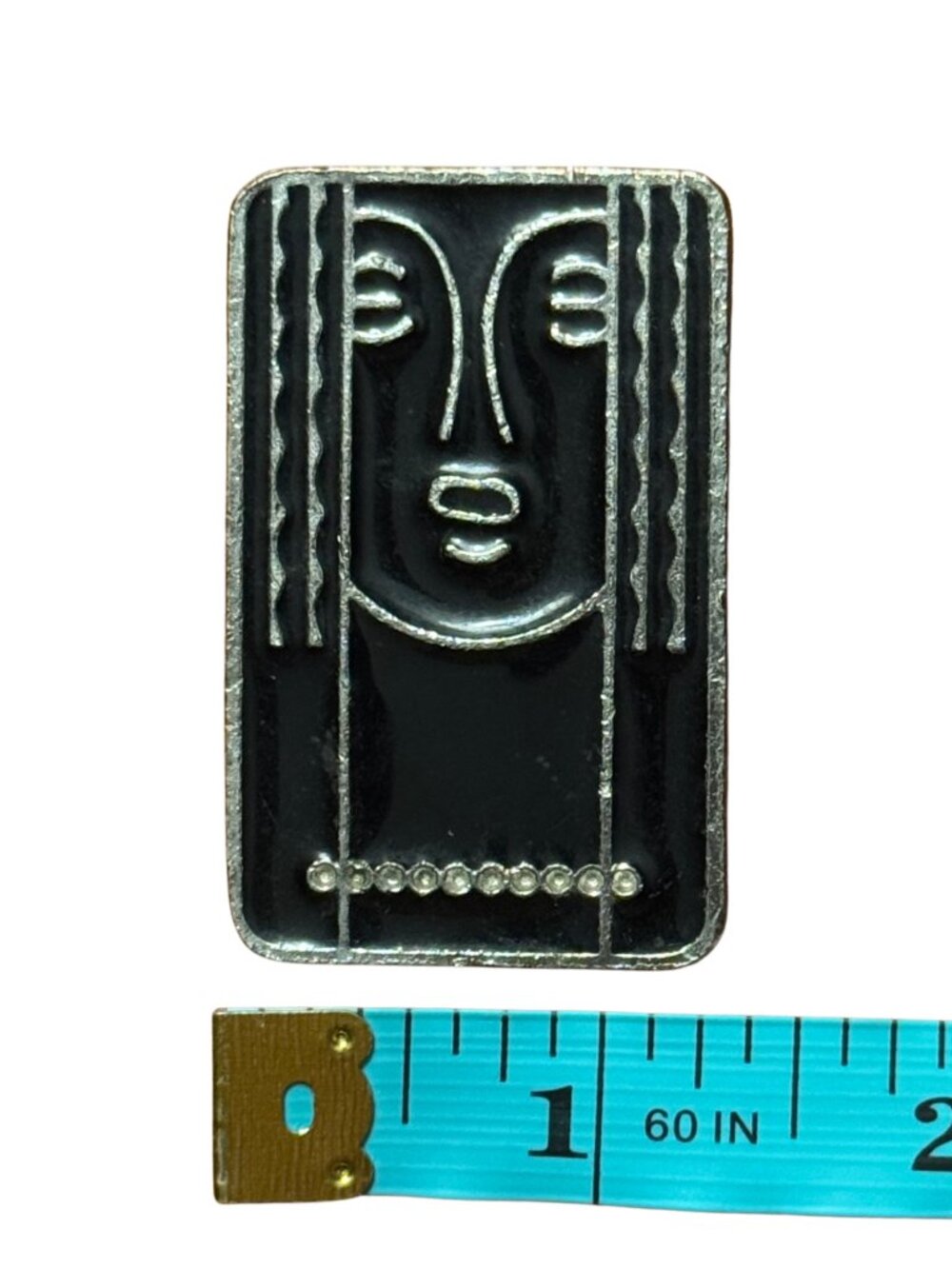 Vintage Charles of the Ritz Revenescence Art Deco Face Enamel Convertible Brooch - Picture 3 of 4